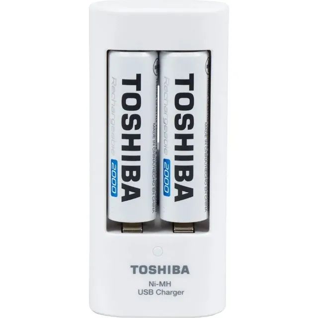 Carregador Pilha Usb 2 Pilhas Aa/Aaa .2.000 Mah Com 2 - Toshiba Loja Coimbra Entrega - Foto 5