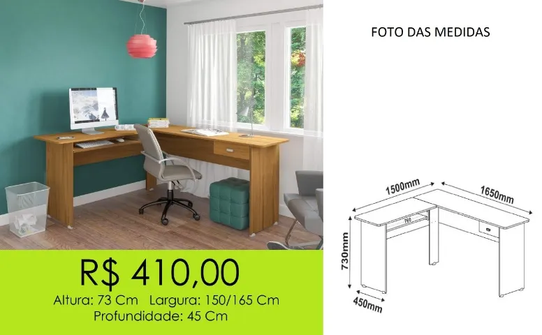 Escrivaninha de canto a pronta entrega