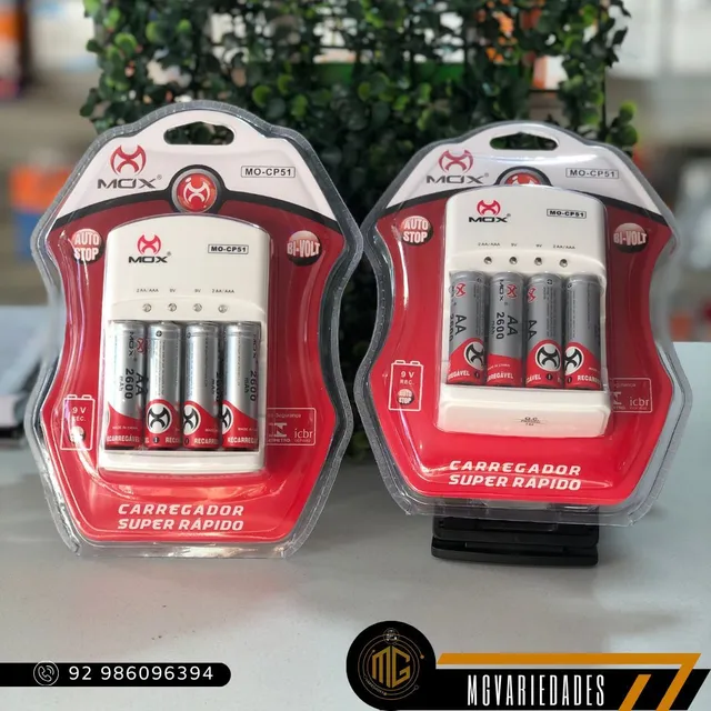Kit com 4 pilha Recarregável AAA e AA