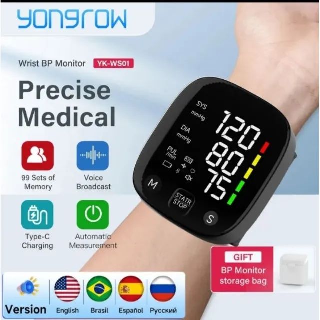 Aparelho Medidor de Pressão Arterial Digital de Pulso Inteligente com voz em português e C - Foto 3