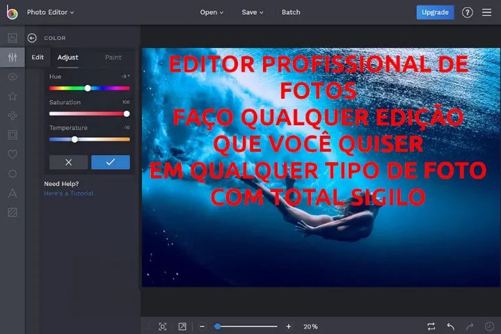 Editor profissional de fotos, edito todo tipo de fotos com total sigilo