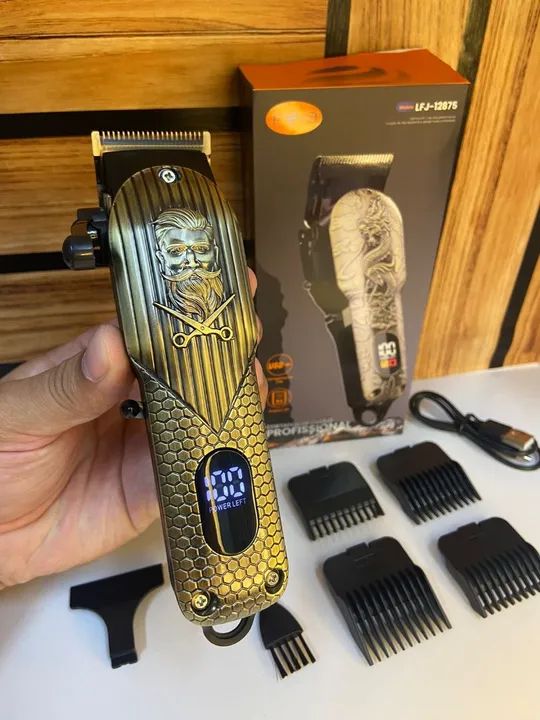 Máquina de cortar cabelo profissional com design vintage - Foto 2