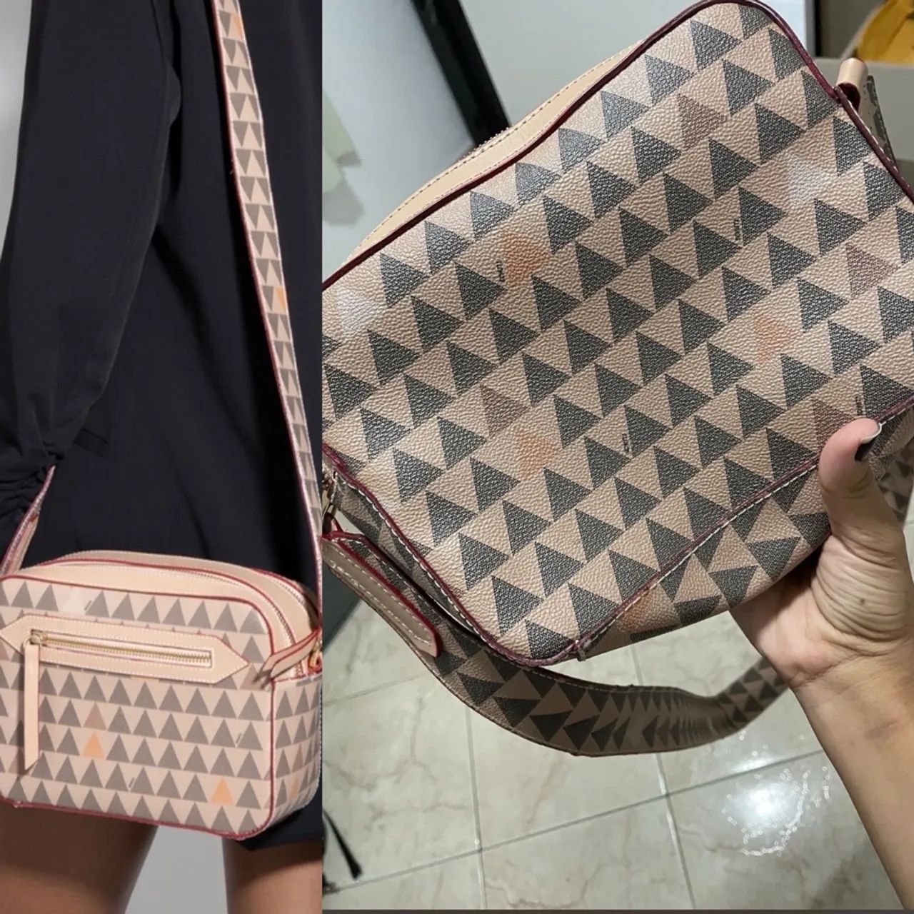 Bolsa de ombro feminina em couro sintético