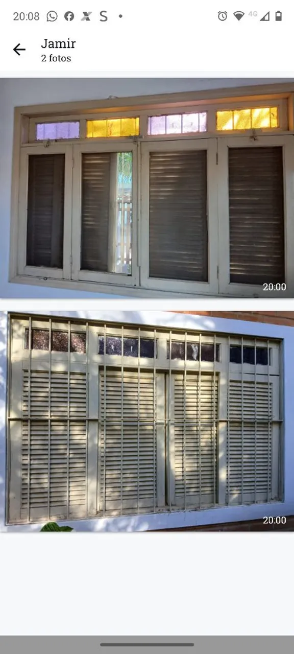 Janelas de madeira com venezianas e vitrôs coloridos