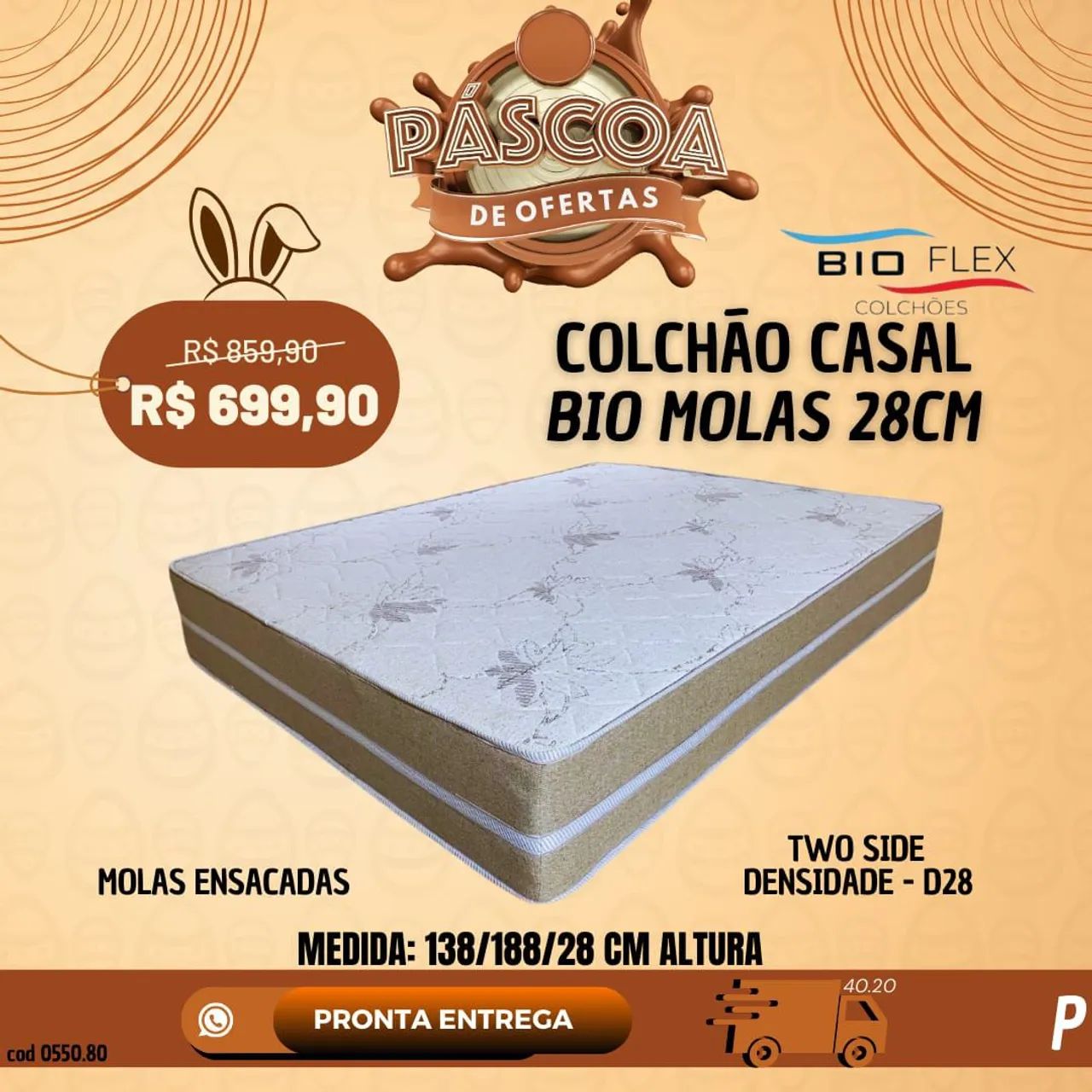 Colchão Casal Bio Molas 28cm - R$ 699,90