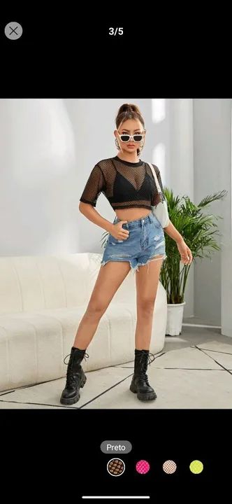 Blusa de Malha Fina Preta tela Tam médio  - Foto 2