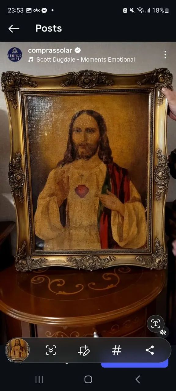 Óleo sobre tela do Sagrado Coração de Jesus  - Foto 4