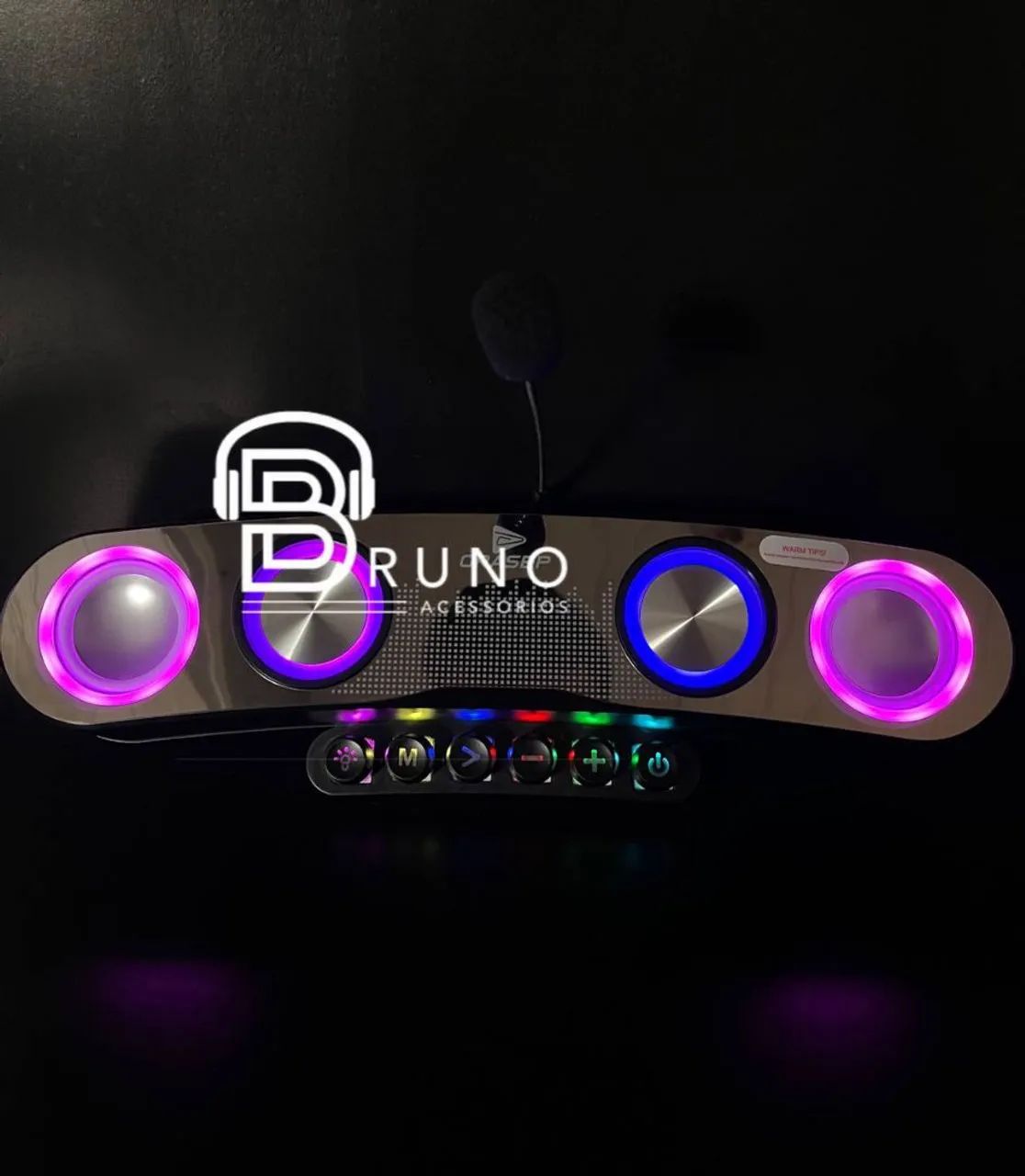 Caixa Som Bluetooth Gamer Pc Rgb Microfone Potente 30w<br> - Foto 2