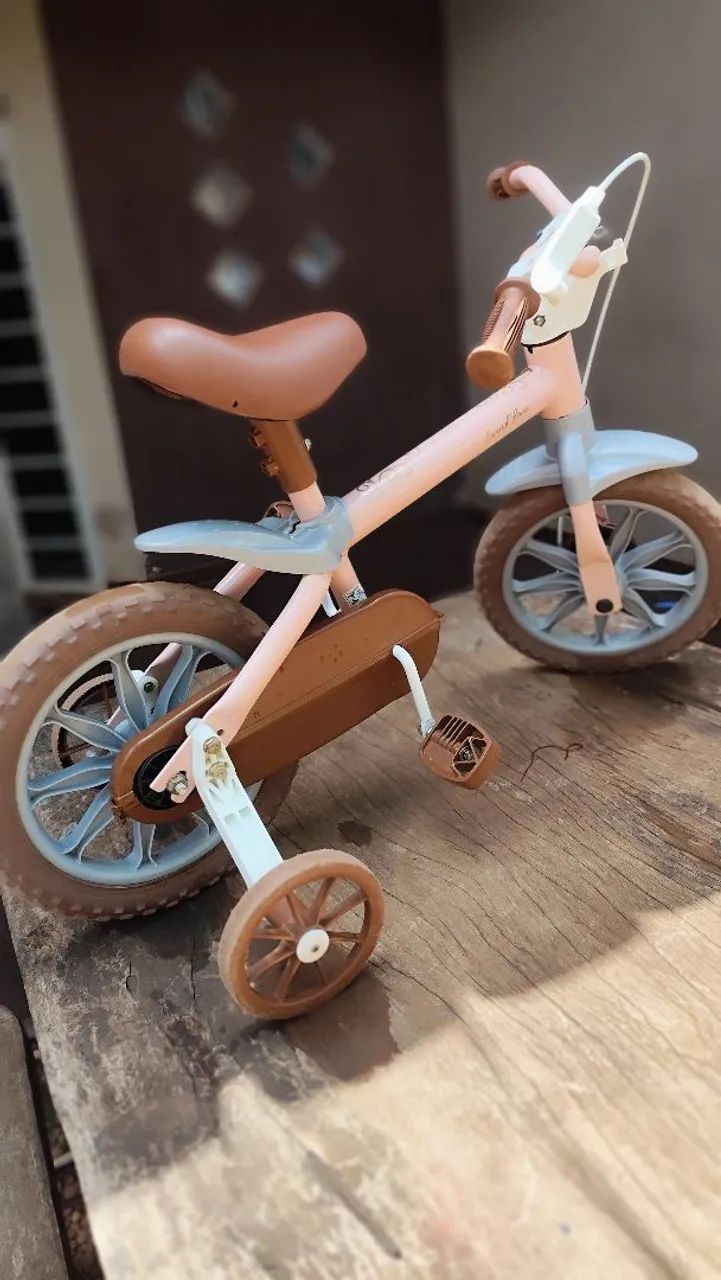 Bicicleta Infantil Rosa e Marrom -  