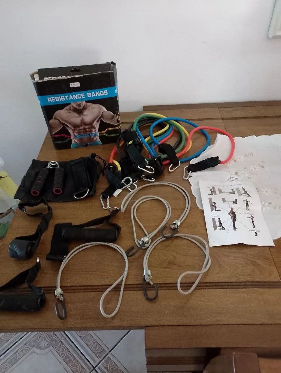 Kit completo de bandagens de resistência para exercícios. SEM USO 