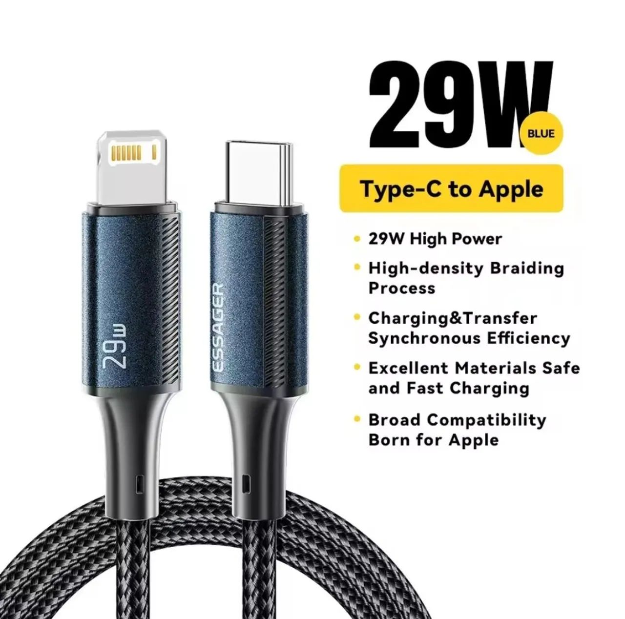 Cabo USB-C para iPhone 29W - Carregamento Rápido, NOVO