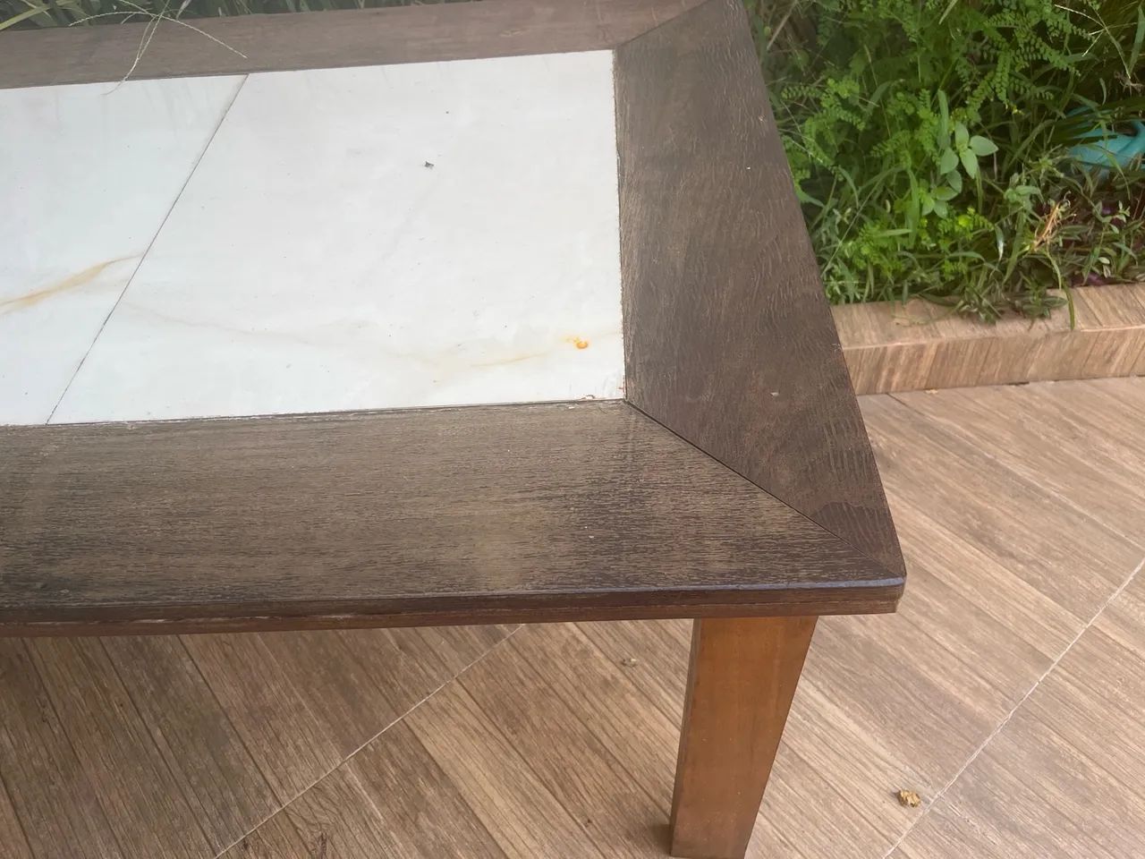 Mesa madeira maciça peroba tampo em porcelanato - Foto 2