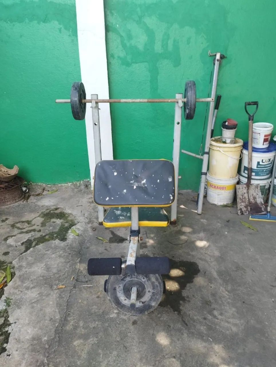 Banco de musculação com barra e anilhas - Foto 3
