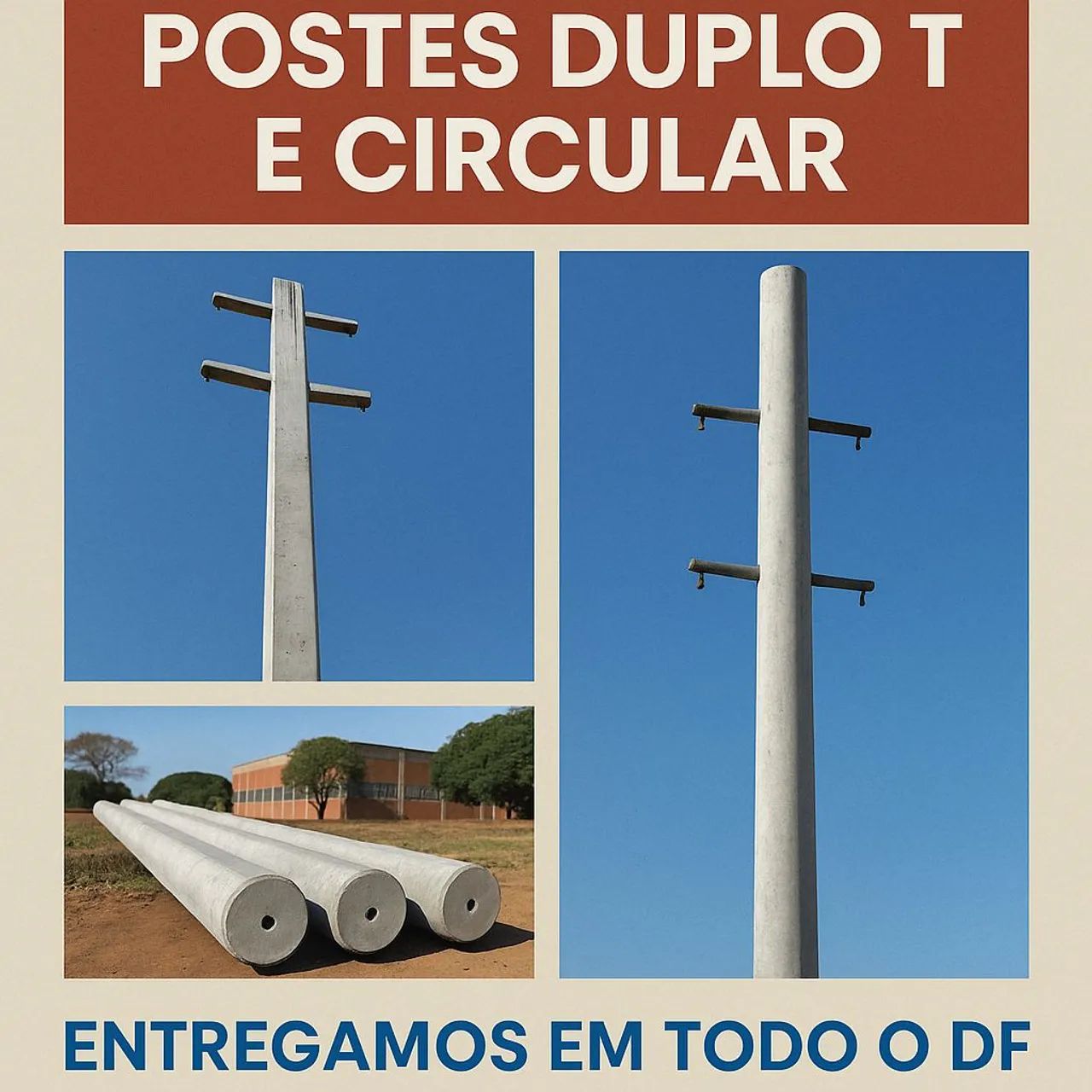 Postes Duplo T e Circular para Rede Elétrica