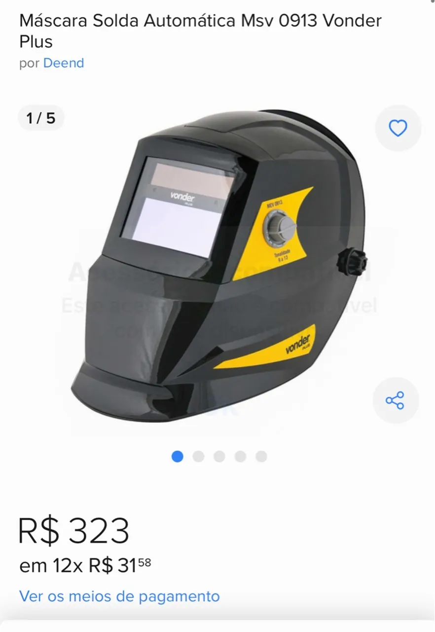 Máscara de Solda Automática Vonder Msv 0913 Plus