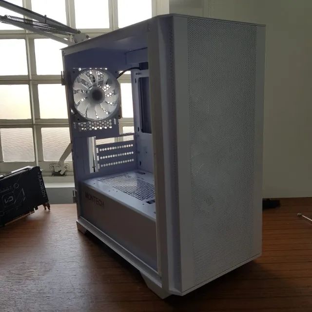 Gabinete Gamer Montech AIR 100 ARGB, Mini Tower, White, mATX, 4 Fans, Vidro Temperado - Foto 3