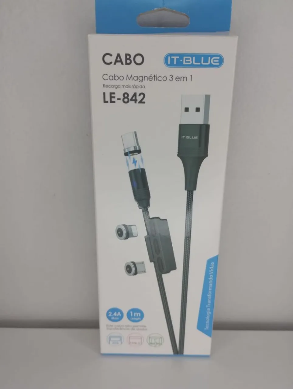 Cabo Magnético 3 em 1 para Smartwatch - Recarga rápida - LE-842