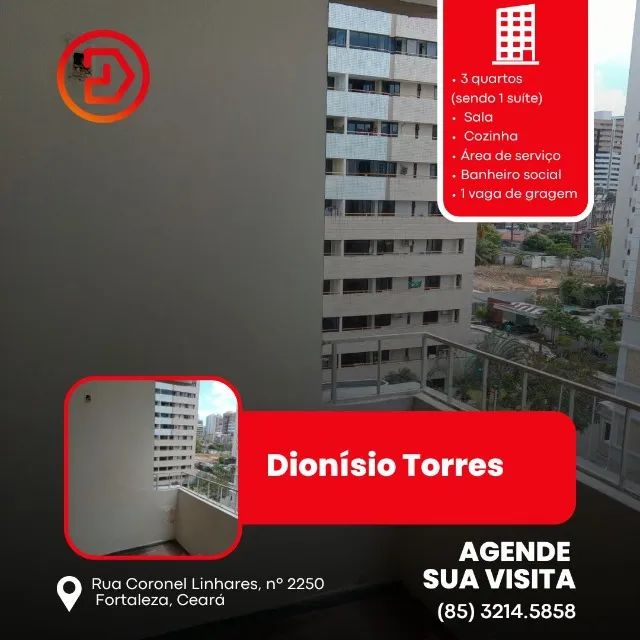 Apartamento para aluguel, 3 quartos (sendo 1 suíte), 1 vaga, Dionísio Torres - Fortaleza/C - Foto 2