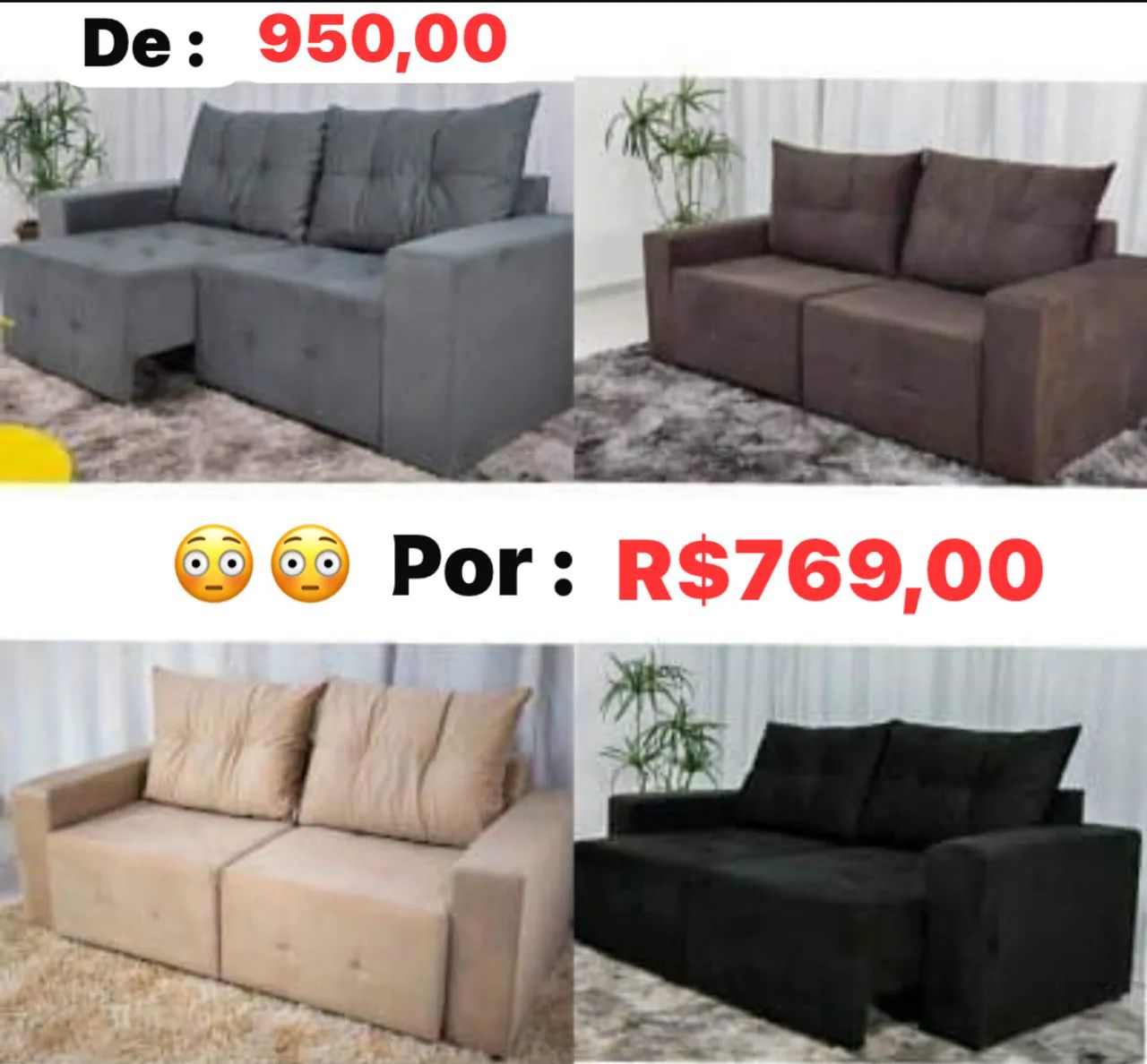 De:950,00 Por : 769,00 Sofá retrátil 1.80 largura 