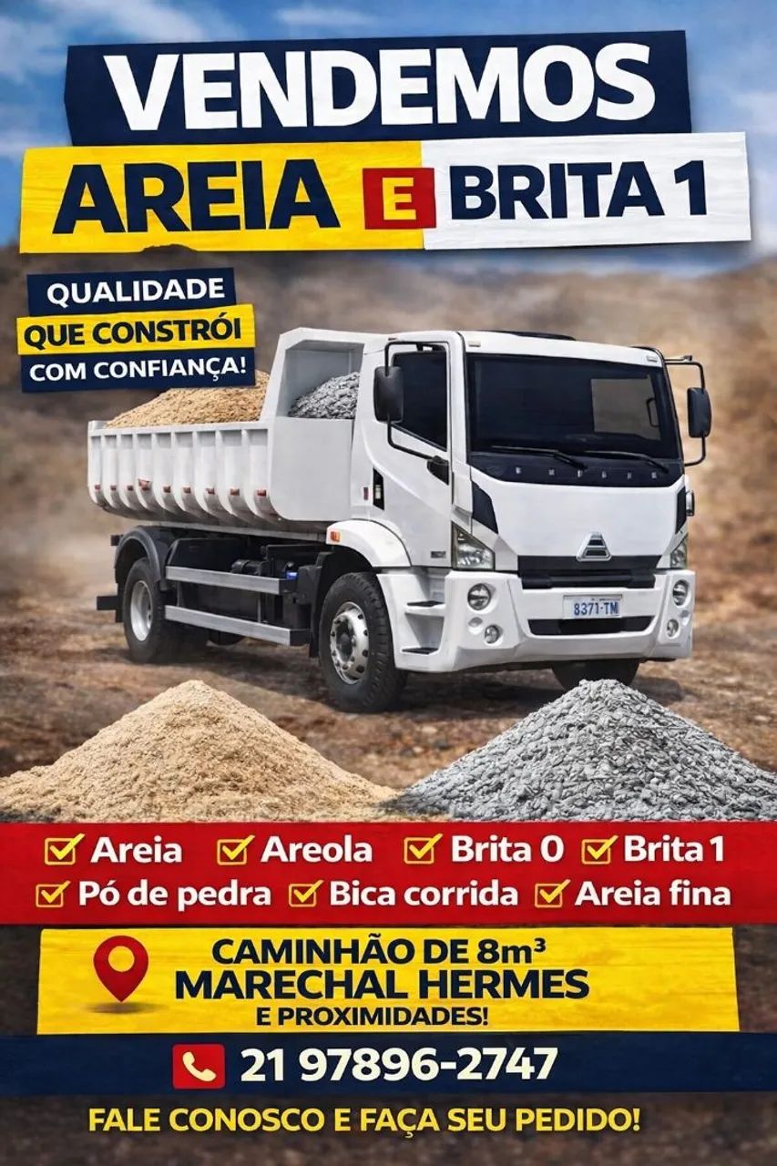 AREIA, BRITA E MATERIAIS DE CONSTRUÇÃO ENTREGA RÁPIDA! MARECHAL HERMES E RIO DE JANEIRO!
