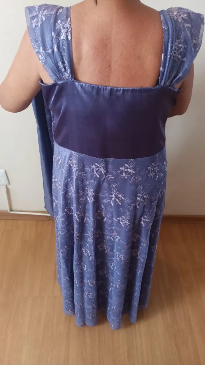 VESTIDO DE FESTA ROXO CLARO ESTAMPADO EXTRA G - Foto 2
