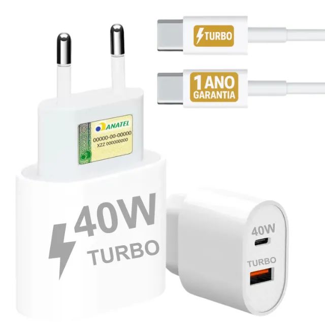 Carregador turbo 40w compativel