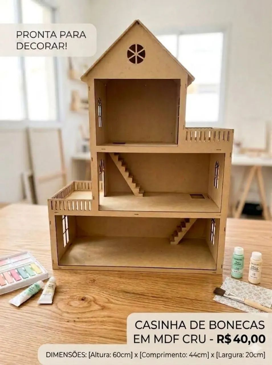 Casinha de bonecas MDF cru usada 