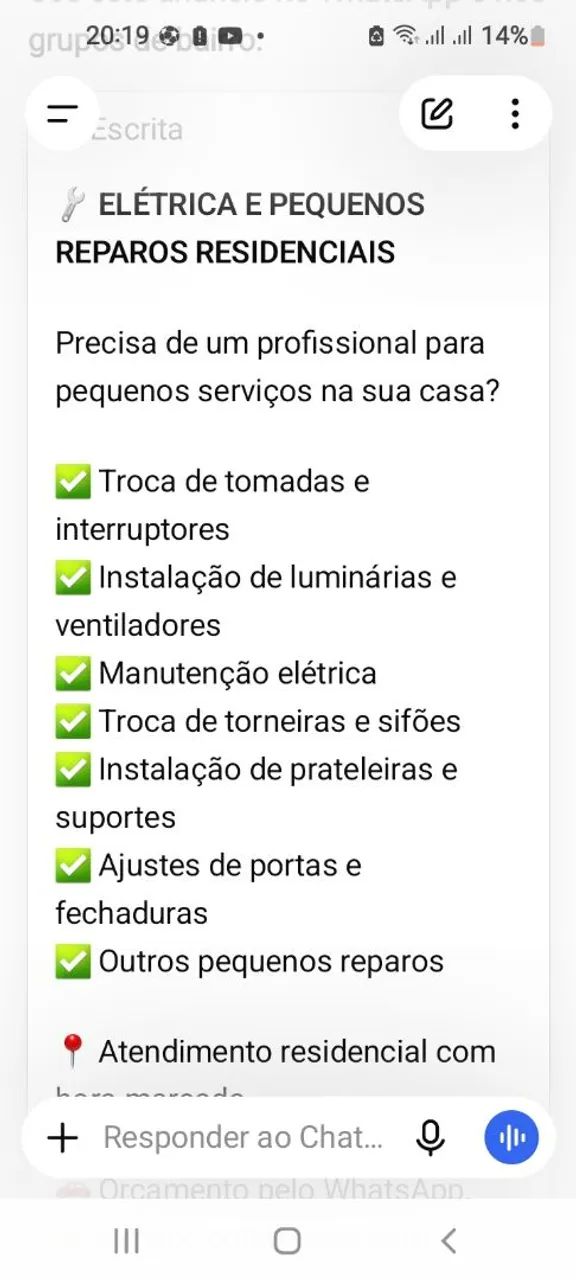 Eletricista e pequenos reparos .