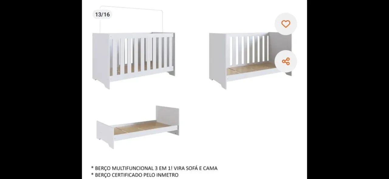 BERÇO MULTIFUNCIONAL 3 EM 1 (CAMA E SOFÁ) 