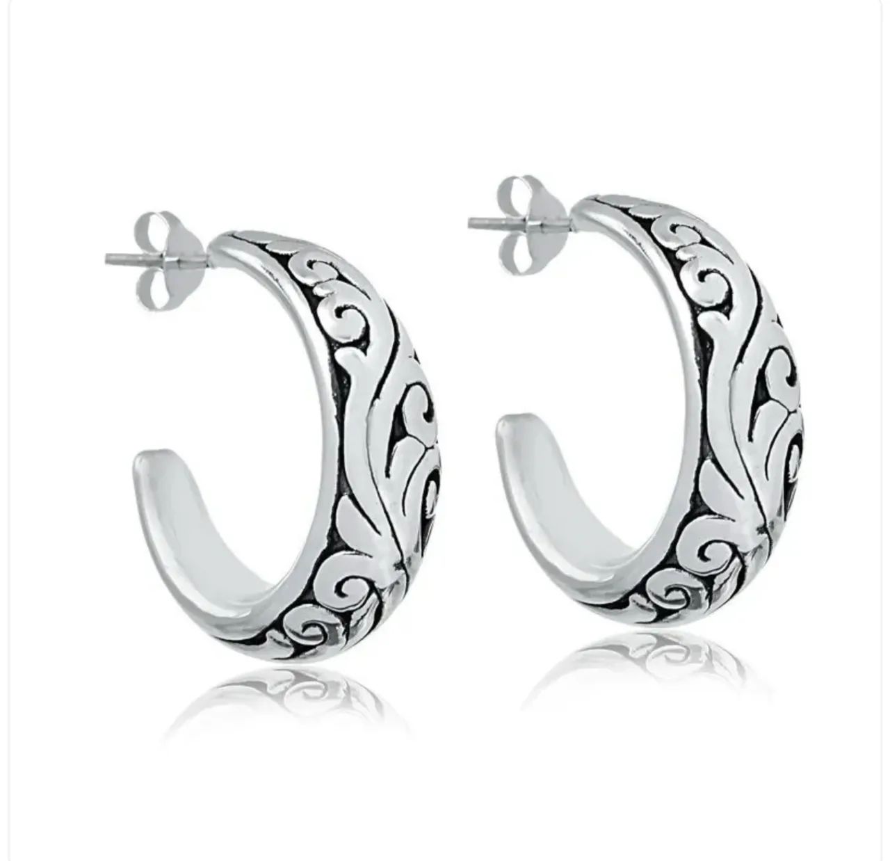 Brinco Argola de Prata de Bali 925 Eletro Nova Original 