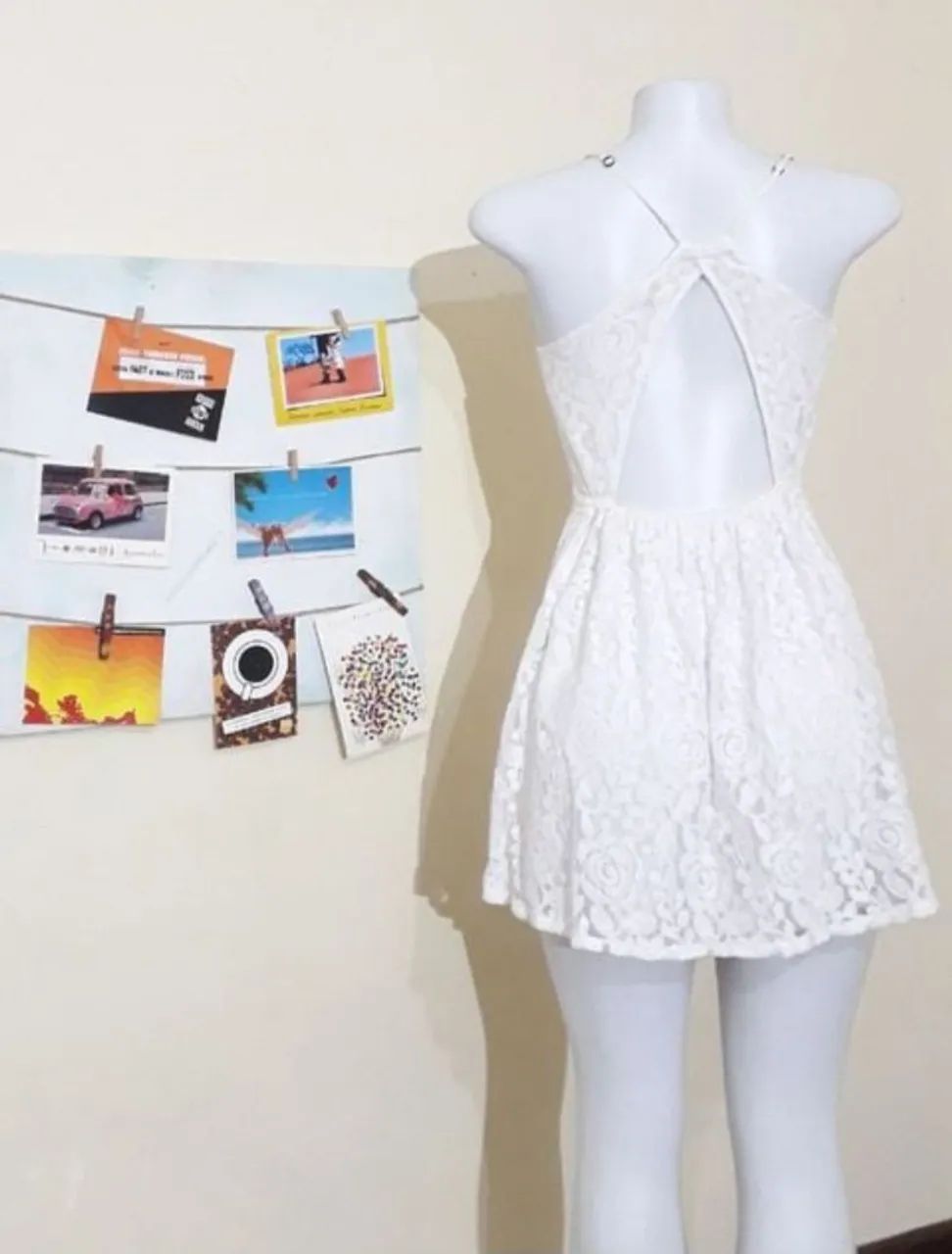 Vestido branco renda abercrombie luxo tam M - Foto 2