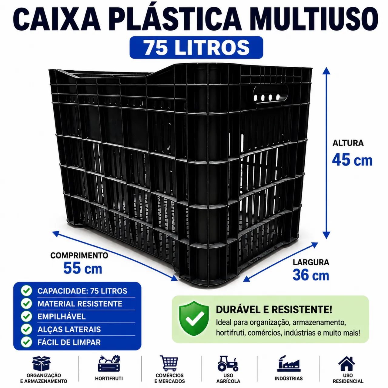 Caixa Plástica Multiuso 75 Litros 