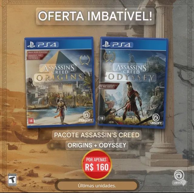 JOGOS PS4 PROMOÇÃO - Assassin's Creed Origin + Assassin's Creed Odyssey 