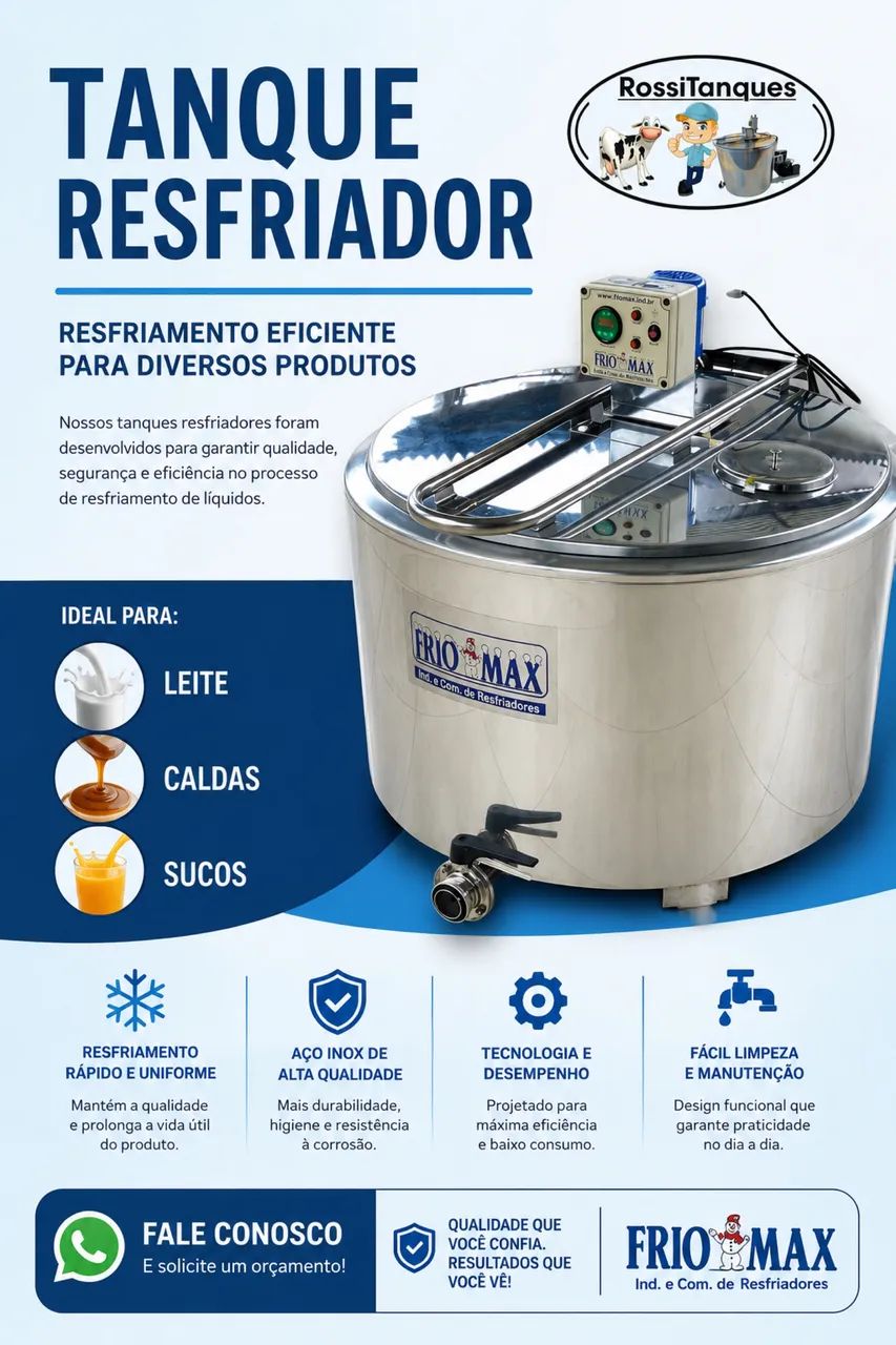 Tanque de Leite 500 L Tina Misturador Gelar Açaí Sorvetes 500 Litros Caldas Polpas e Agua - Foto 6