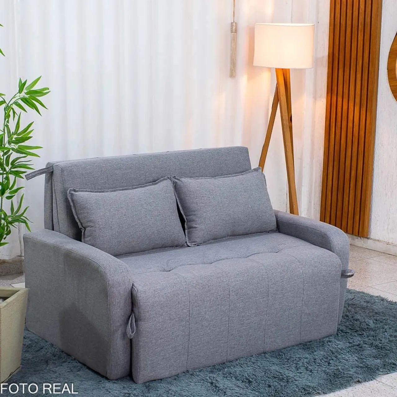 Sofá Cama Amora New Larg. 1.37m Linho Cinza Entrega Rápida - Foto 4