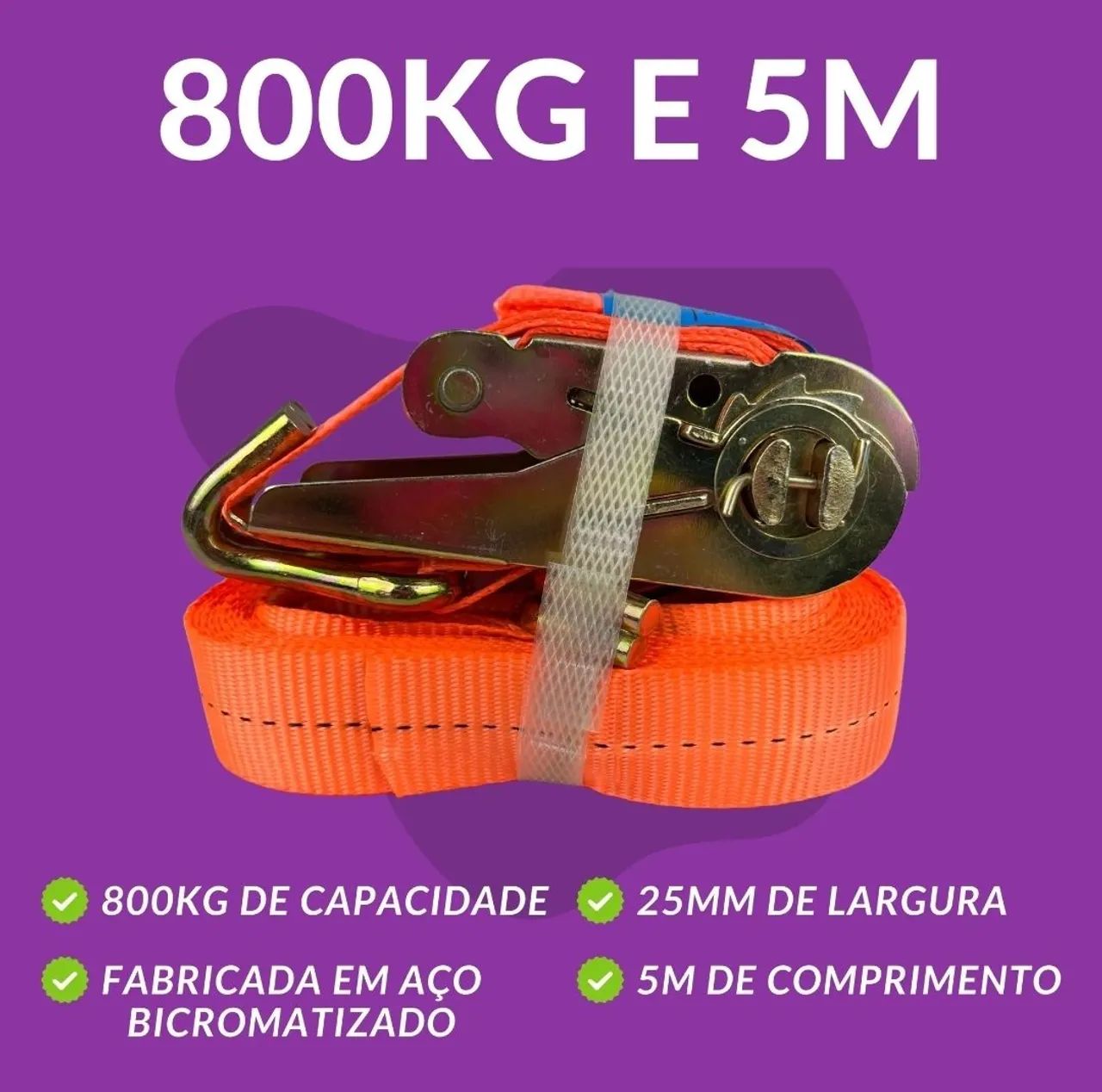 CINTA CATRACA P/ AMARRAR CARGA 800Kg 05 METROS