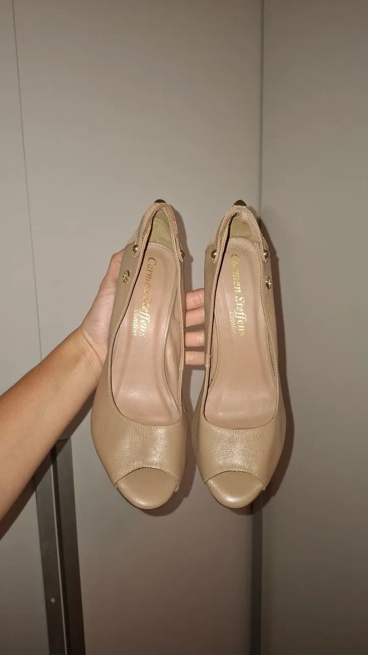 Salto Peep Toe Bege - Foto 4