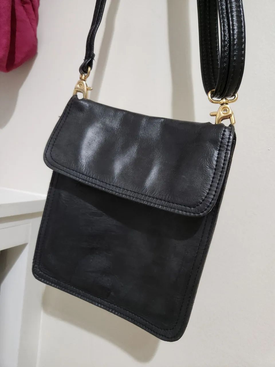 bolsa transversal couro legítimo preta - Foto 2