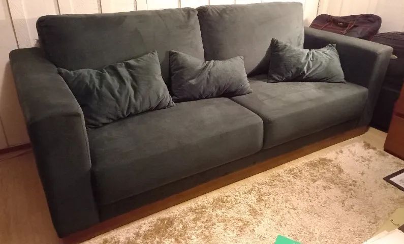 Sofá 3 lugares verde Suede65578332673283122
