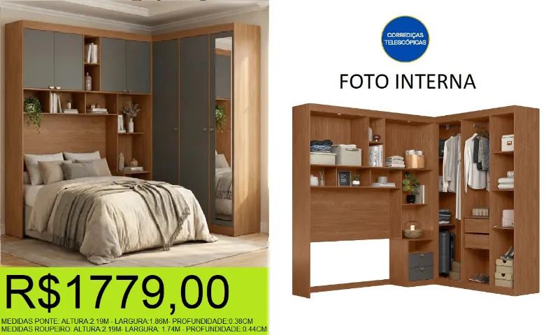 roupeiro - de canto - acompanha espelho - compre e retire hoje mesmo  - Foto 2