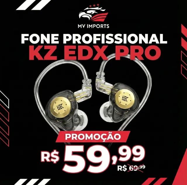Fone Profissional Com Fio Kz Edx Pro Com Microfone Sem Microfone 