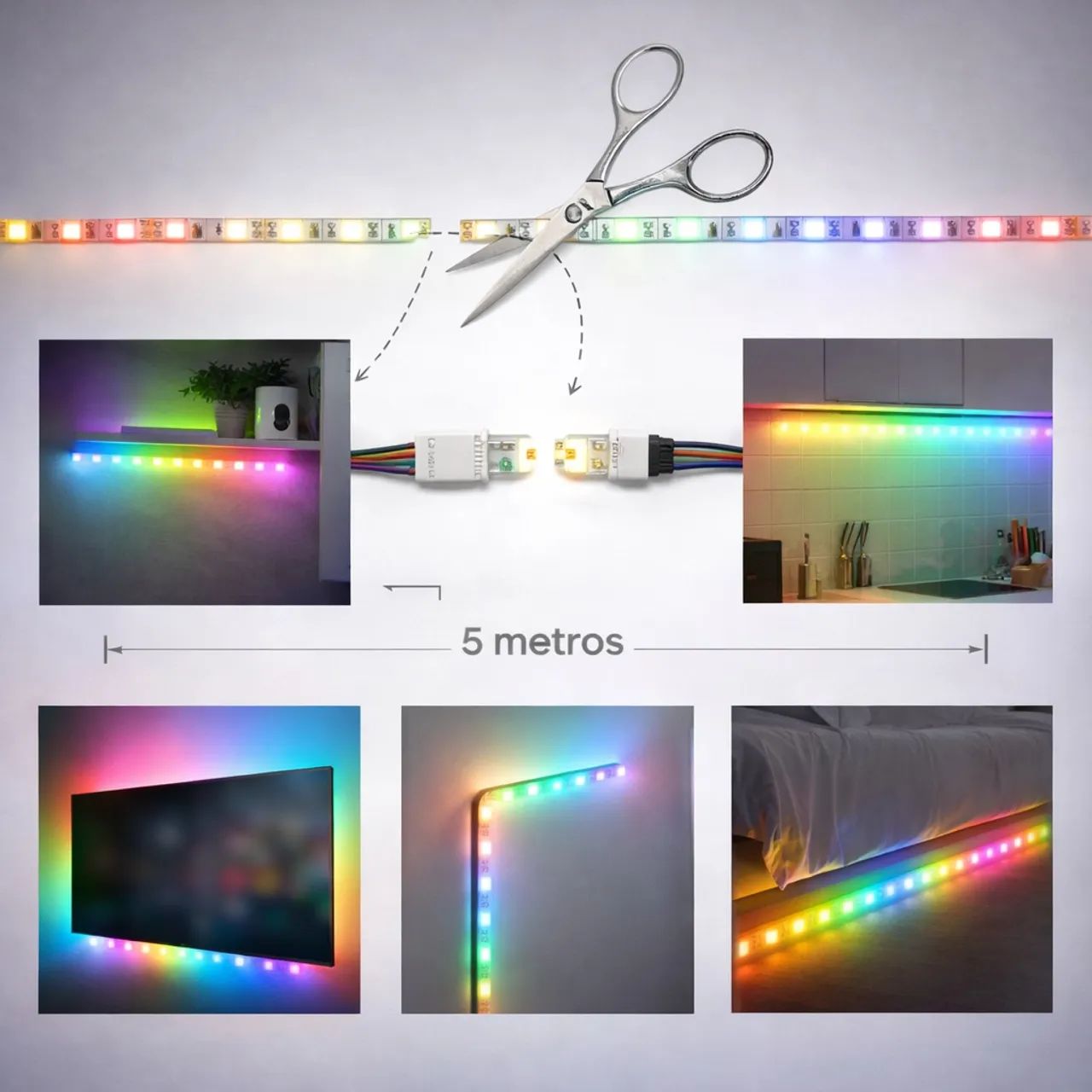 KIT FITA LED RGB 5M COM CONTROLE - APOLLO LIGHTING  - Foto 5