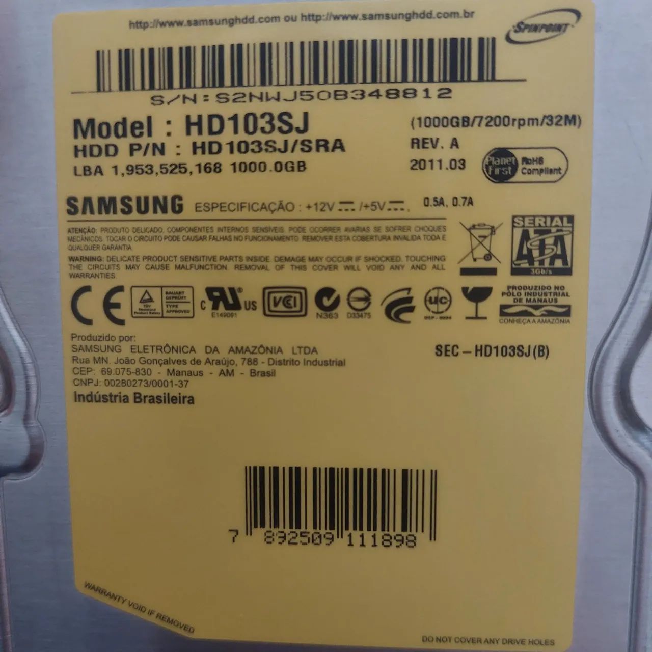 HD de 1TB da marca Samsung.  - Foto 2
