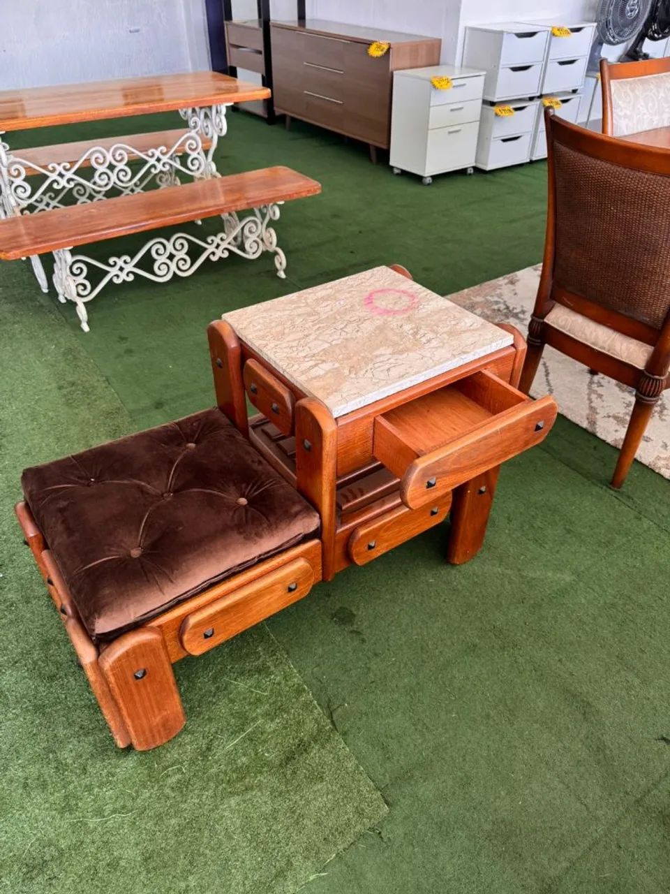 Mesa para telefone de madeira com gaveta - Foto 4