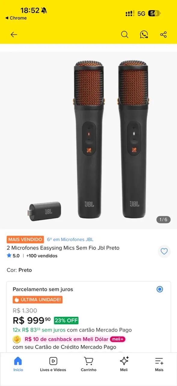 Microfone JBL com Inteligência Artificial 