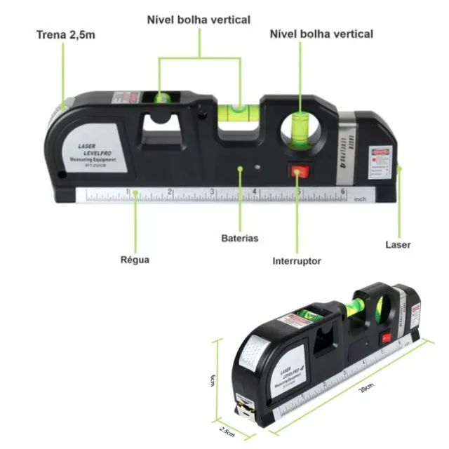 Trena 2,5m Com Nível e Laser _ FE171 - Foto 5