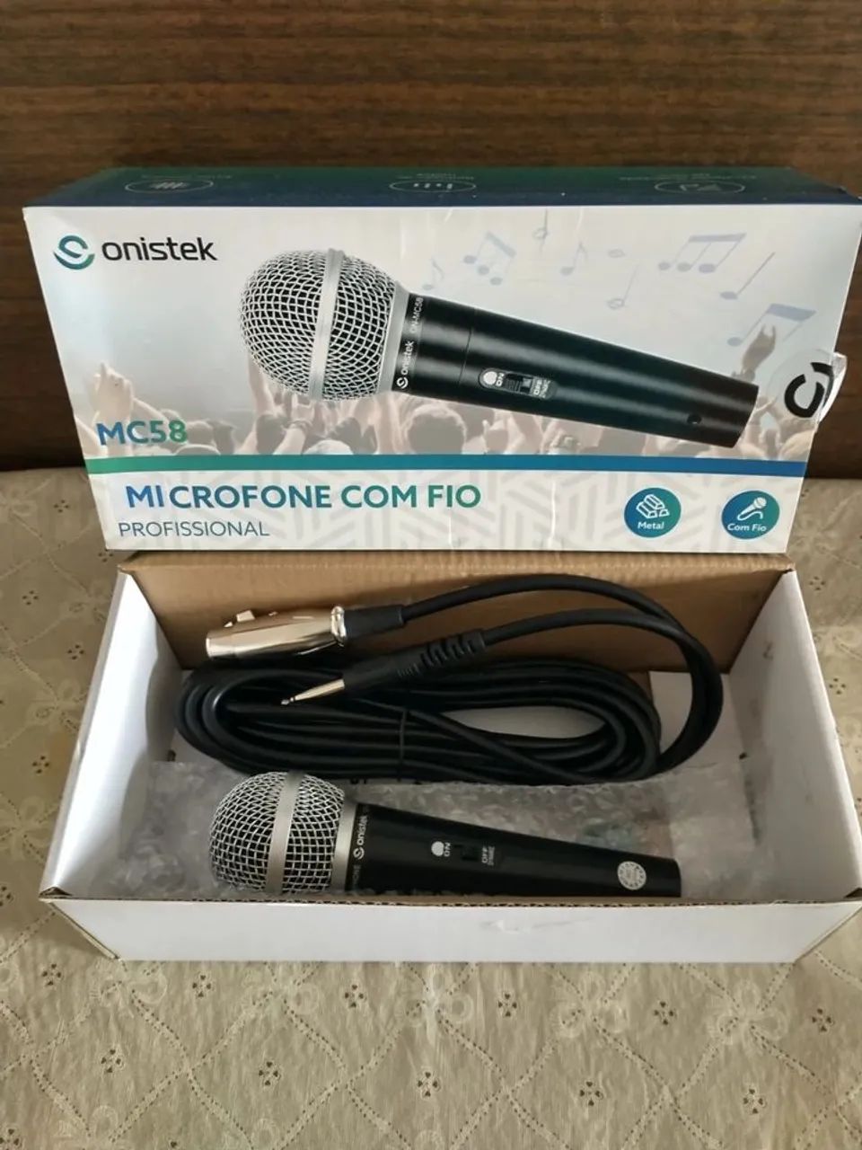Microfone Profissional com Fio OnisTek ON-MC58 - Corpo Metálico e Cabo XLR