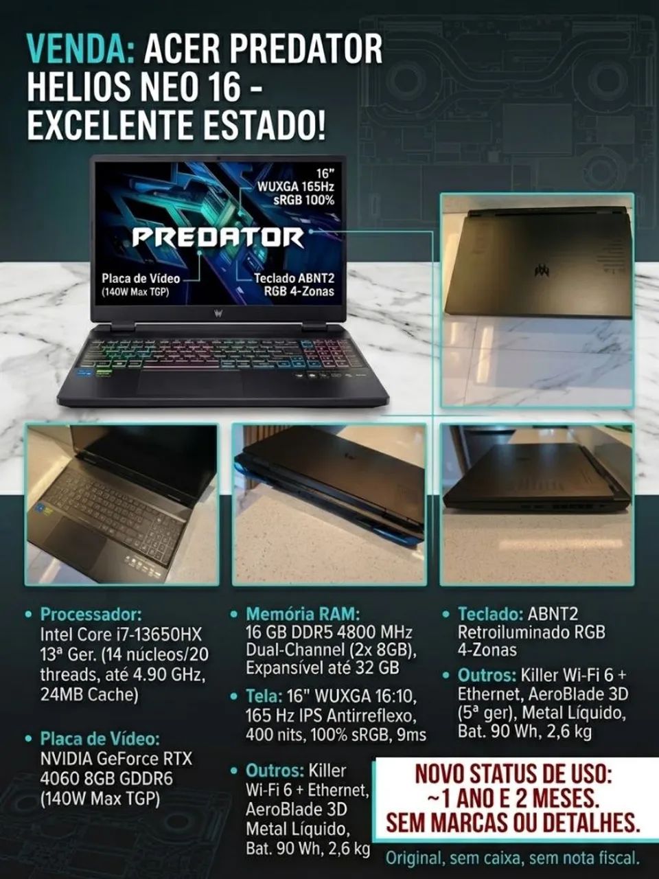 NOTEBOOK GAMER PREDATOR HELIOS NEO 16