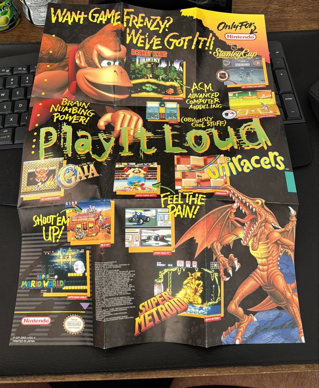 Pôster Nintendo Power Donkey Kong Original Super Nintendo