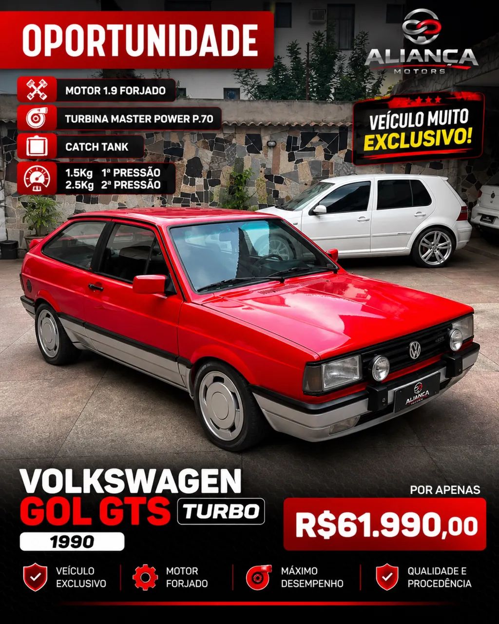 Volkswagen Gol Geração I GTS 1.8 8V Álcool Mec. 2P 1990
